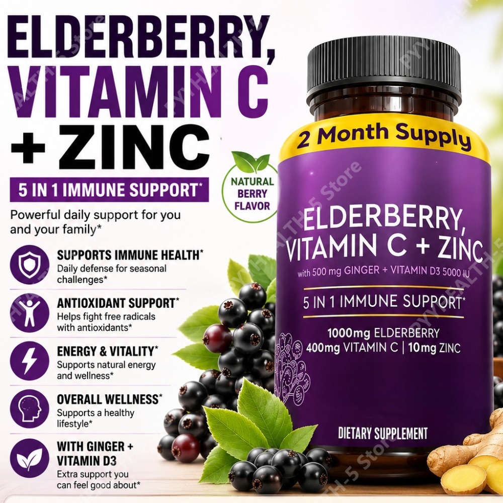Herbal Wellness Blend - Elderberry Capsules with Vitamin C Zinc