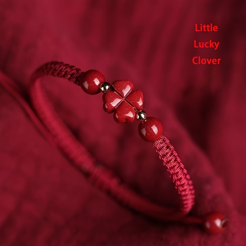 Braided Lucky Red Cord Bracele - Red Clover Flower review and price
