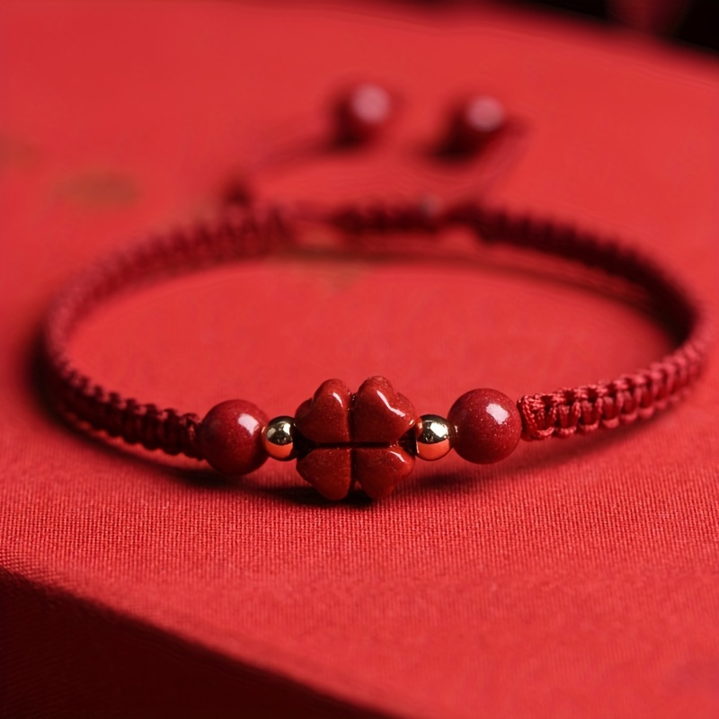 Braided Lucky Red Cord Bracele - Red Clover Flower review and price
