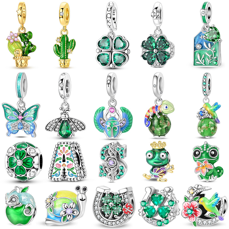 New 925 Sterling Silver Green  - Red Clover Flower review and price